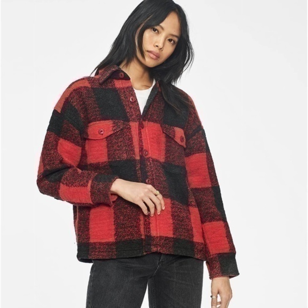 Anine Bing Red and Black Plaid Jacket